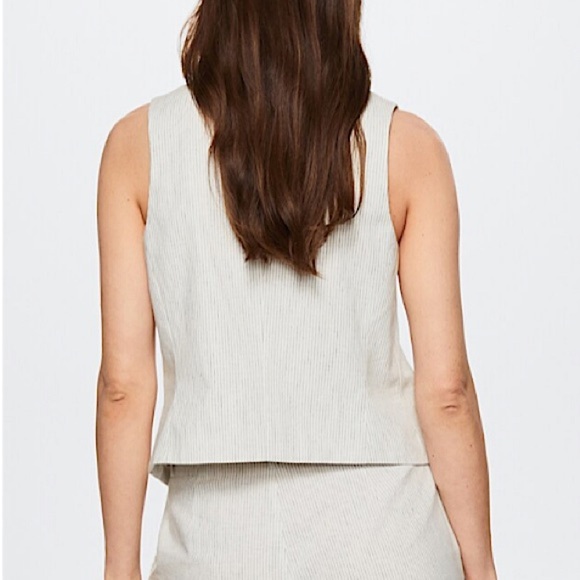 Mango MNG Tailored Linen Vest Neutral Like New NWOT - Picture 3 of 8